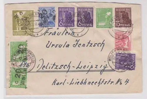 907197 Brief SBZ Bezirksstempel-Aufdruck Wolfen II. Kontrollausgabe 1 Mark 1948
