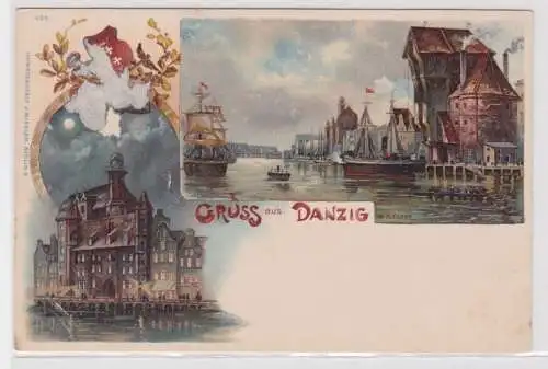 908067 Lithographie Ak Gruss aus Danzig um 1900