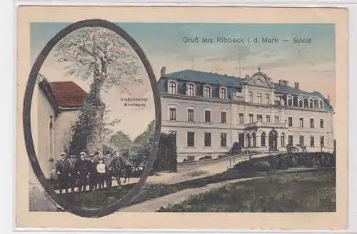 908050 Ak Gruss aus Ribbeck i.d. Mark - Schloss, historischer Birnbaum 1913