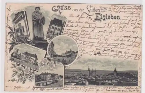 907372 Lithographie Ak Gruss aus der Lutherstadt Eisleben 1898