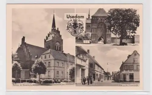 901217 Mehrbild Ak Usedom - Rathaus m. Marienkirche, Altes Stadttor, Priesterstr