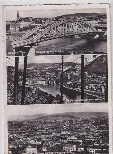 906868 Mehrbild Ak Aussig - Hermann-Göring-Brücke, Burgruine Schreckenstein