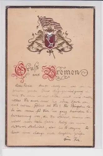 906820 geprägte Wappen Ak Gruss aus Bremen 1909