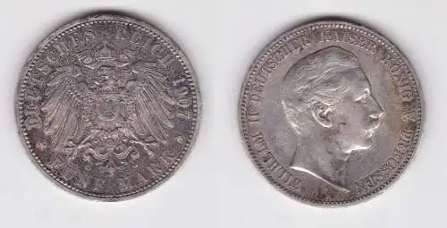 5 Mark Silbermünze Preussen Wilhelm II 1907 A Jäger 104 ss (103993)