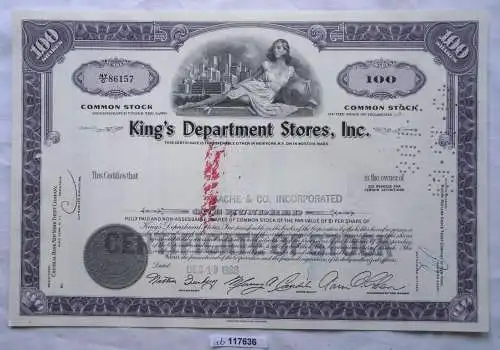 Aktie 100 Dollar Kings Department Stores Inc. Delaware 19.12.1968 (117636)