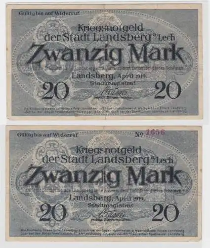 20 Mark Banknote Kriegsnotgeld Großnotgeld Landsberg a. Lech April 1919 (137525)