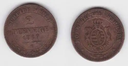 2 Pfennig Kupfer Münze Sachsen 1869 B ss (143258)