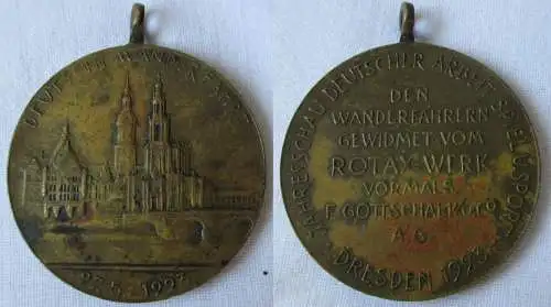 seltene Porzellan Medaille Deutsche Wanderfahrt Dresden 27.5.1923 (127441)