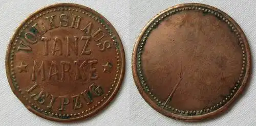 Seltene Bronze Tanzmarke Volkshaus Leipzig um 1920 (143381)