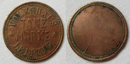 seltene Bronze Tanzmarke Volkshaus Leipzig um 1920 (143381)