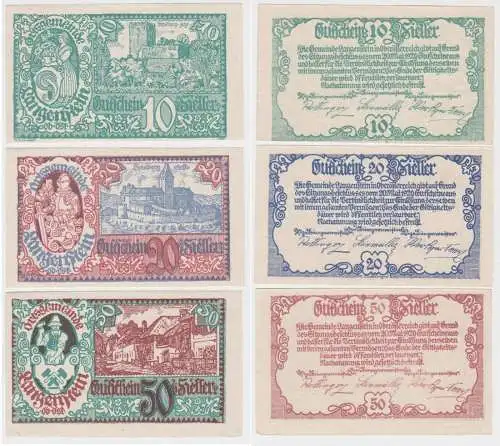 10, 20 und 50 Heller Banknote Langenstein (133435)