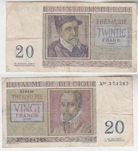 20 Frank Banknote Belgien Belgique Belgie 03.04.1956 (115771)
