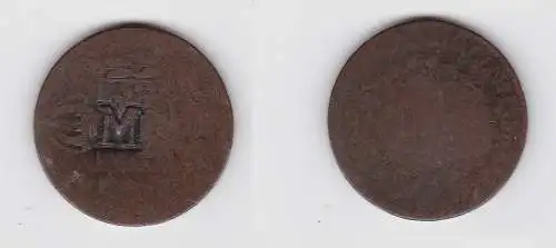 Alte portugiesische Bronze Münze 100 Reis mit Gegenstempel M Mosambik? (121509)