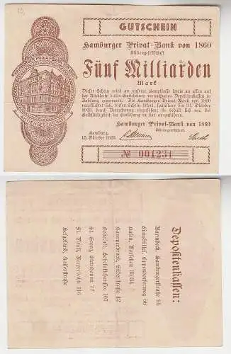 5 Milliarden Mark Banknote Hamburger Privat Bank 15.10.1923 (115845)