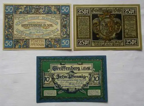 3 Banknoten Notgeld Stadt Greiffenberg in Schlesien 1920 (110522)