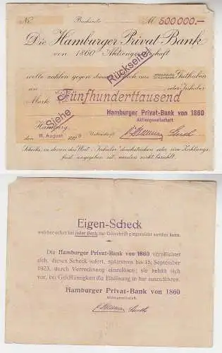 500000 Mark Banknote Hamburger Privat Bank 1923 (116191)