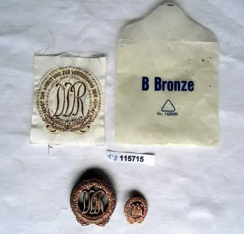 DDR Sport Abzeichen Bronze plus Aufnäher und Miniatur in Originaltüte (115715)