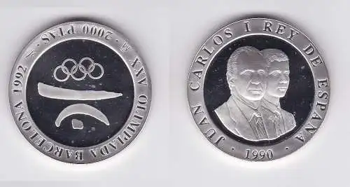2000 Pesetas Silbermünze Spanien Olympiade Barcelona 1992, 1990 (124494)