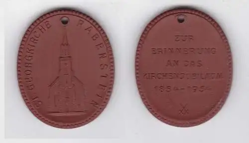 Seltene Meissner Porzellan Medaille St. Georgkirche Rabenstein 1954 (133219)