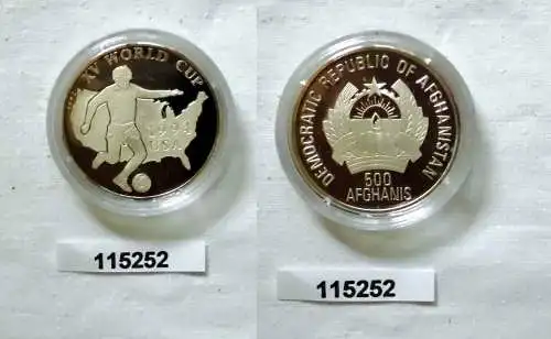 500 Afghanis Silber Münze Afghanistan 1992 Fußball WM USA 1994 (115252)