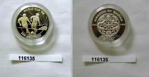 300 Ngultrum Silber Münze Bhutan 1992 Fussball WM USA 1994 (116135)