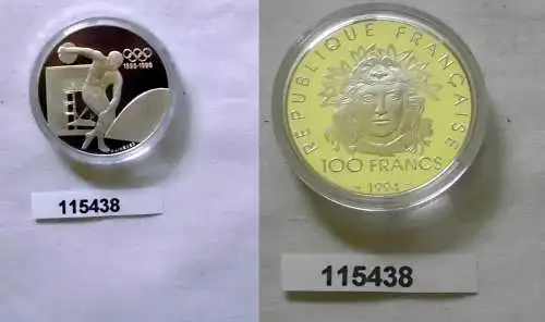 100 Franc Silber Münze Frankreich 1994 100 Jahre olympische Spiele 1996 (115438)