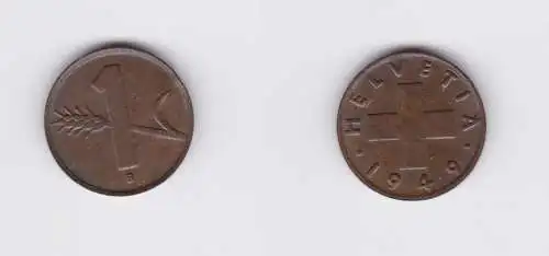 1 Rappen Kupfer Münze Schweiz 1949 B (124475)