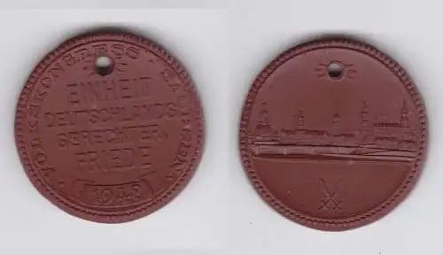 Seltene Meissner Porzellan Medaille Volkskongress Sachsen 1948 (133659)