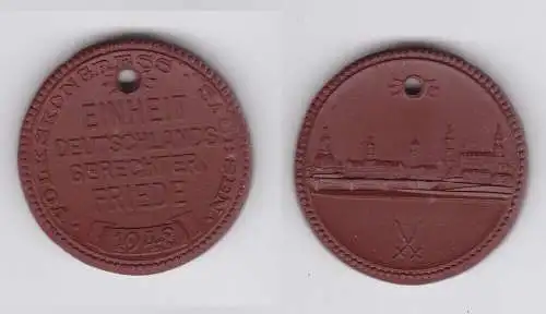 seltene Meissner Porzellan Medaille Volkskongress Sachsen 1948 (133659)