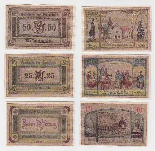 3 Banknoten Notgeld Gemeinde Wasserleben 1921 (114651)