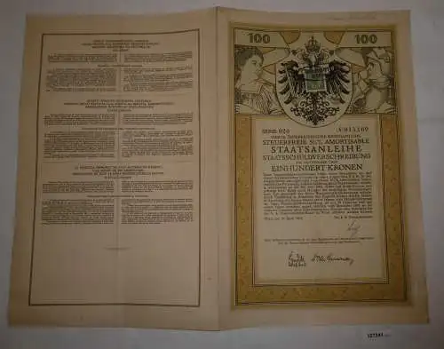 100 Kronen Schuldverschreibung Österreichische Kriegsanleihe Wien 1916 (127241)