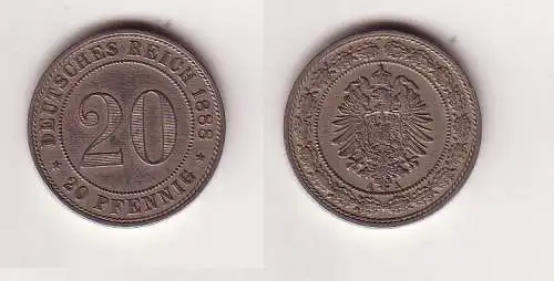 20 Pfennig Nickel Münze Kaiserreich 1888 A, Jäger 9  (116007)