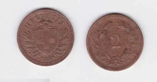 2 Rappen Kupfer Münze Schweiz 1850 A (124689)