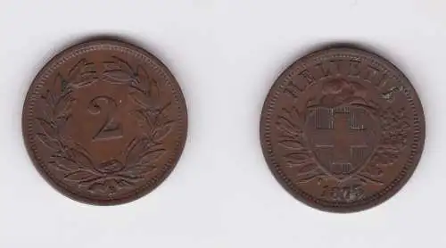 2 Rappen Kupfer Münze Schweiz 1875 B (124440)