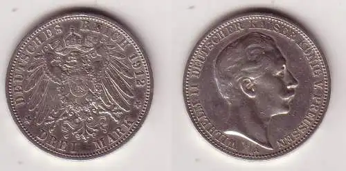 3 Mark Silbermünze Preussen Kaiser Wilhelm II 1912 Jäger 103  (115643)
