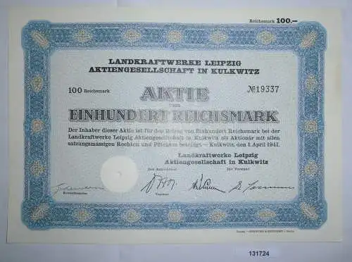 100 Reichsmark Schuldverschreibung Landkraftwerke Leipzig AG 1.4.1941 (131724)