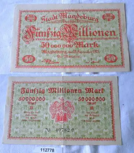 50 Millionen Mark Banknote Stadt Magdeburg 25.09.1923 (112778)