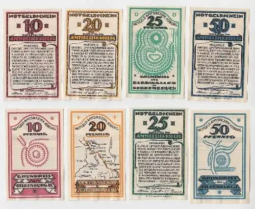 4 Banknoten Notgeld Amtsbezirk Koberg 1921 (115926)