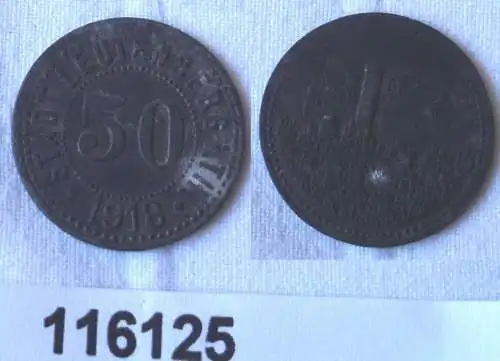 50 Pfennig Zink Münze Notgeld Stadt Leutenberg in Thrüingen 1918 (116125)