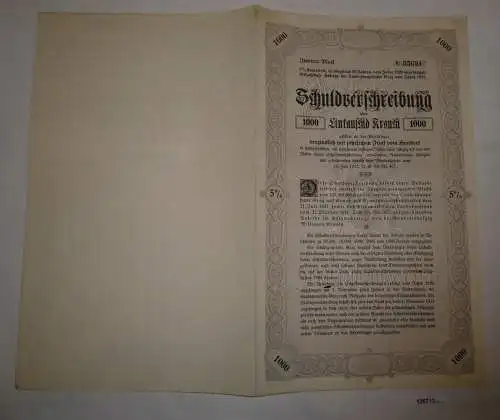 1000 Kronen Schuldverschreibung Anleihe der Landeshauptstadt Graz 1921 (126713)