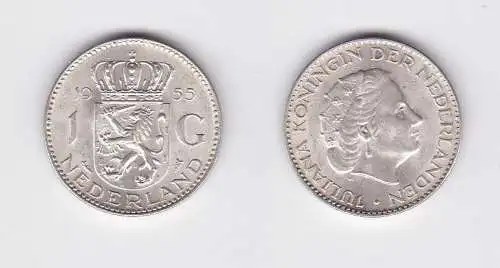 1 Gulden Silber Münze Niederlande 1955 (124405)