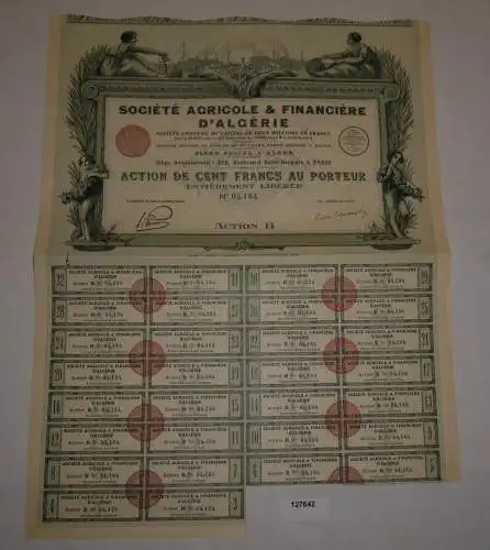 100 Franc Aktie Société Agricole & Financière d'Algérie Paris 1927 (127642)