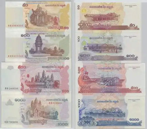 50,100,500,1000 Riels Banknoten Kambodscha Cambodia Cambodge 2002 UNC (138740)