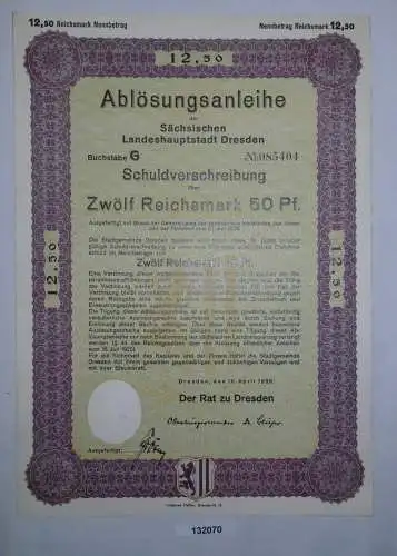 12,5 Reichsmark Ablösungsanleihe Landeshauptstadt Dresden 10.April 1929 (132070)