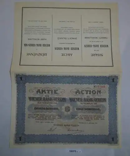 20 Schilling Aktie Wiener Bank-Verein Wien 1.Januar 1927 (132373)