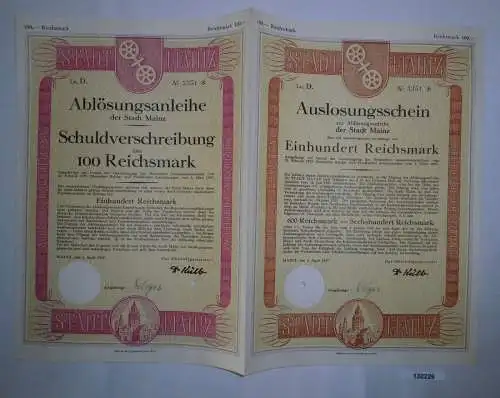 100 Reichsmark Ablösungsanleihe der Stadt Mainz 4.April 1929 (132229)