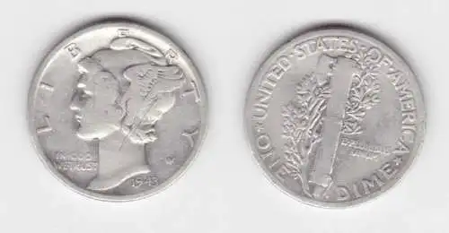 1 Dime Silber Münze USA 1943 Liberty (142655)