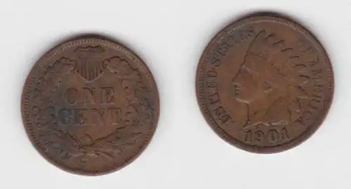 1 Cent Kupfer Münze USA 1901 (142793)