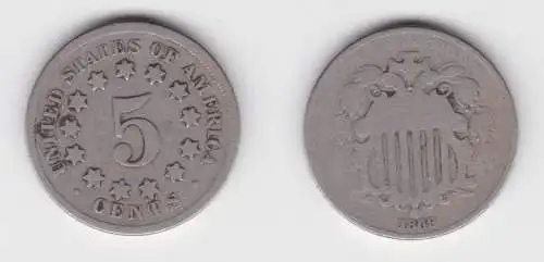 5 Cents Kupfer Nickel Münze USA 1869 (141298)