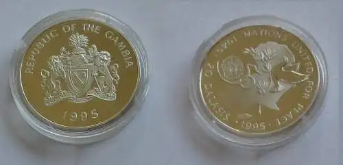 20 Dalasis Silbermünze Gambia 1995 50 Jahre UNO PP (132142)